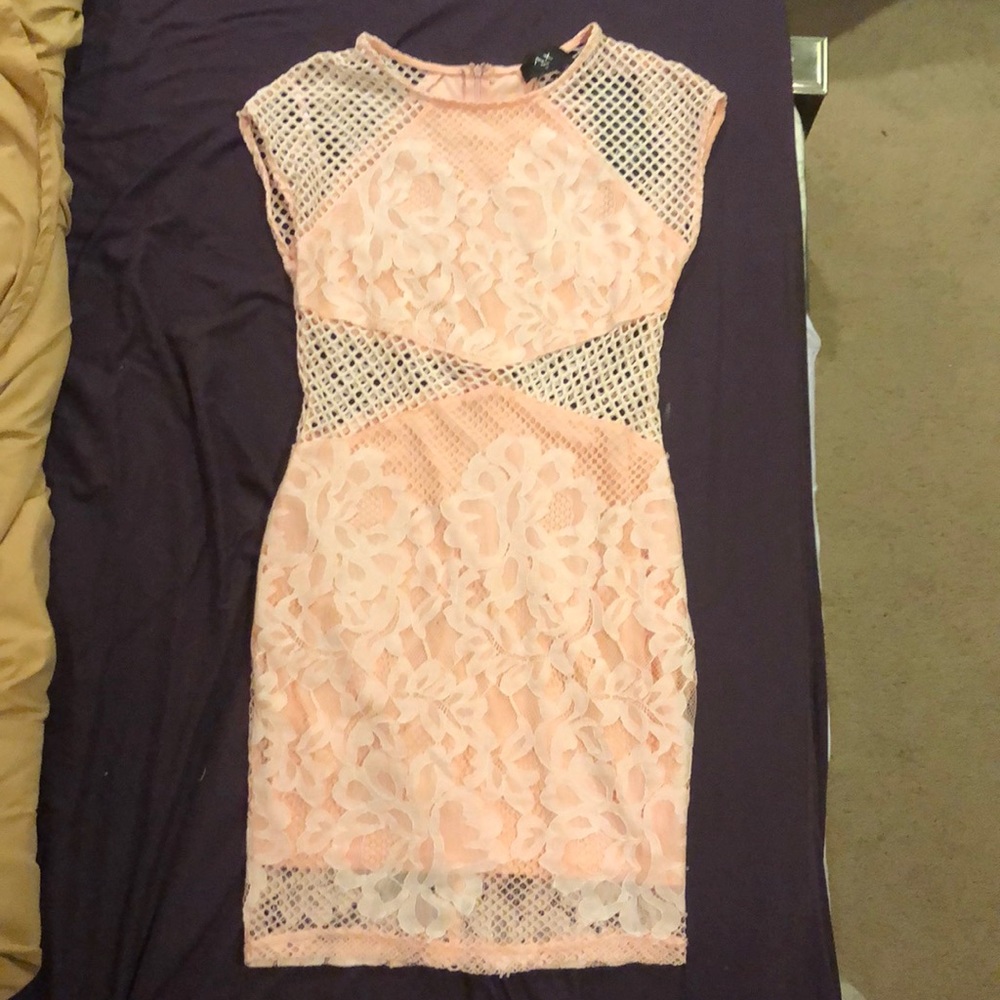 Gorgeous pink lace dress with cut outs
